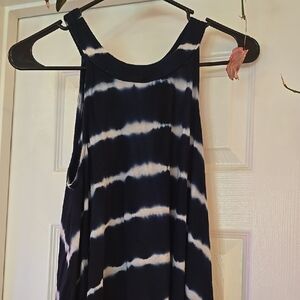 Navy and White Tie-Dye Sleeveless Top